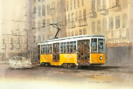 15. Tranvía blanco y amarillo