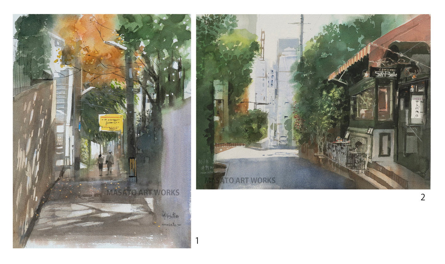 15.神戸北野水彩スケッチ2点セット