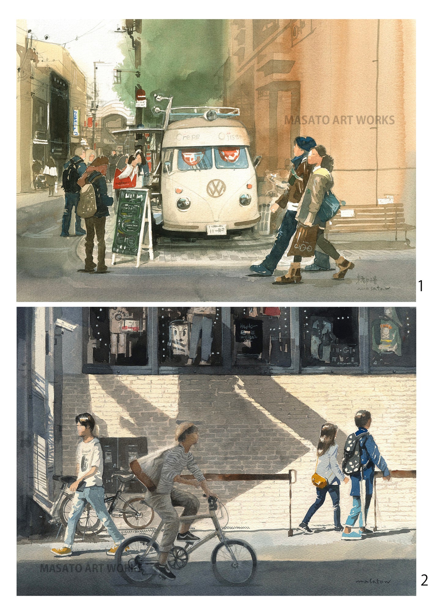 15. Vibrant City - Watercolor Paintings (Set of 2)