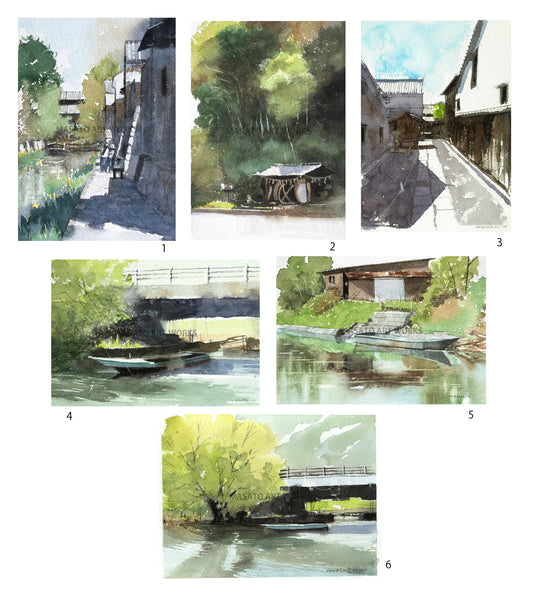 15.近江八幡・小サイズ水彩スケッチ6点セット