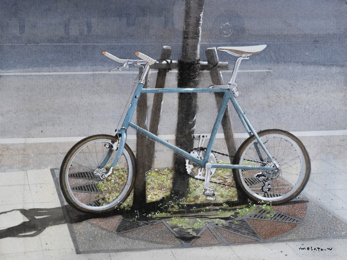 b-水色のバイク(自転車)