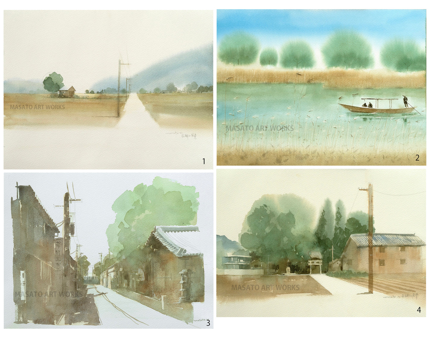20. Set of 4 watercolor paintings of my hometown