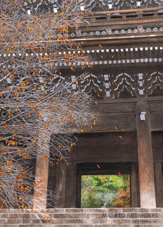 n-Chion-in Temple Gate, the silence of dead trees and fallen leaves　