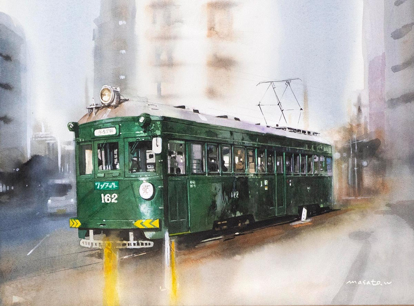 alte grüne Straßenbahn